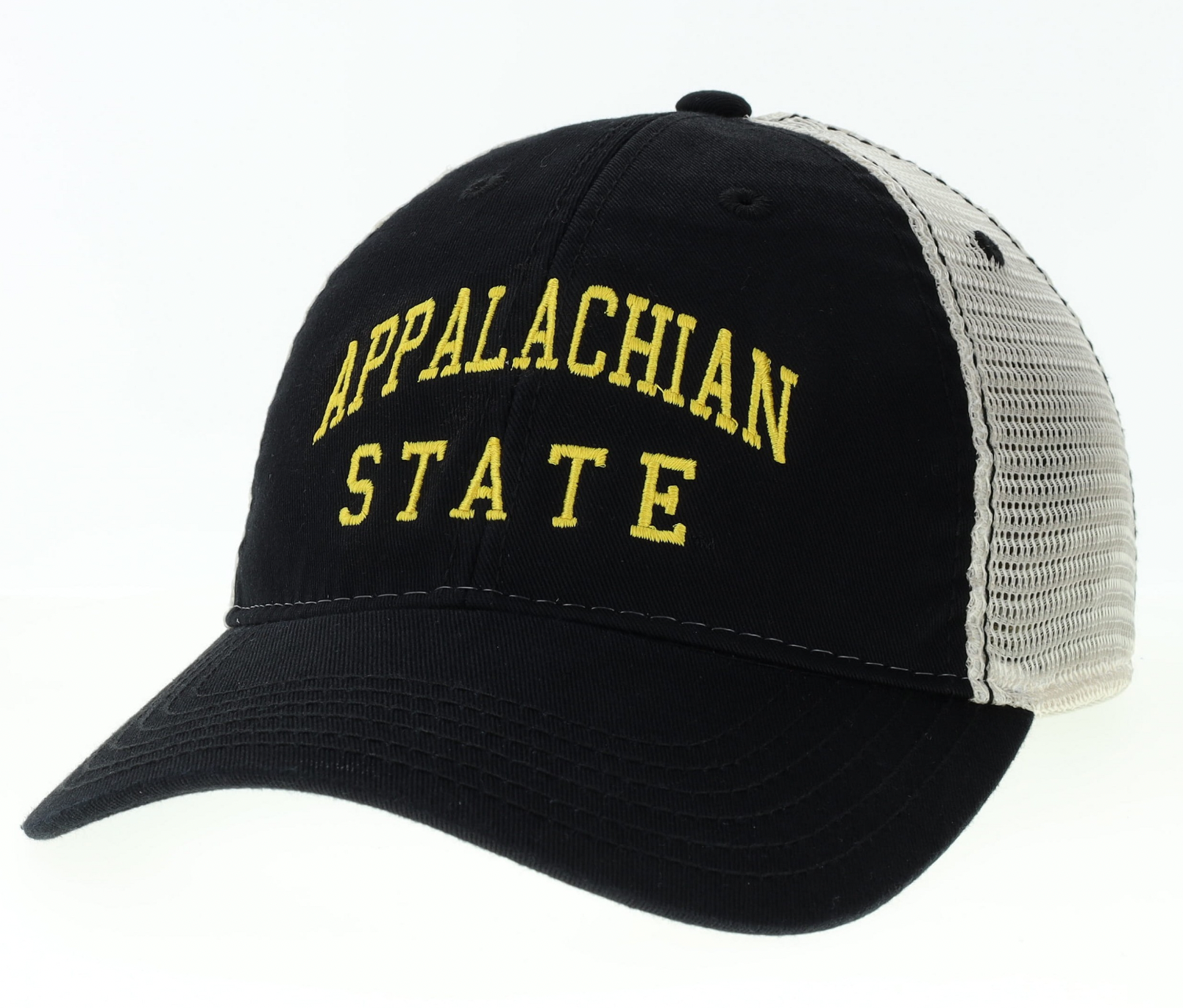Appalachian State Embroidered Black Trucker Hat Mountaineer Mania